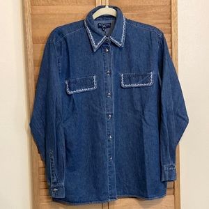 NWT REGATTA embroidered denim long sleeve button down shirt size small